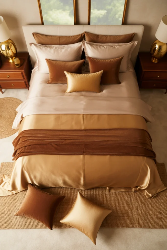 luxury brown & gold bedroom