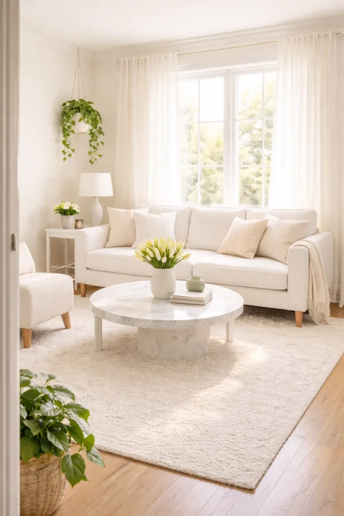 Light & Airy White Linen Living Room