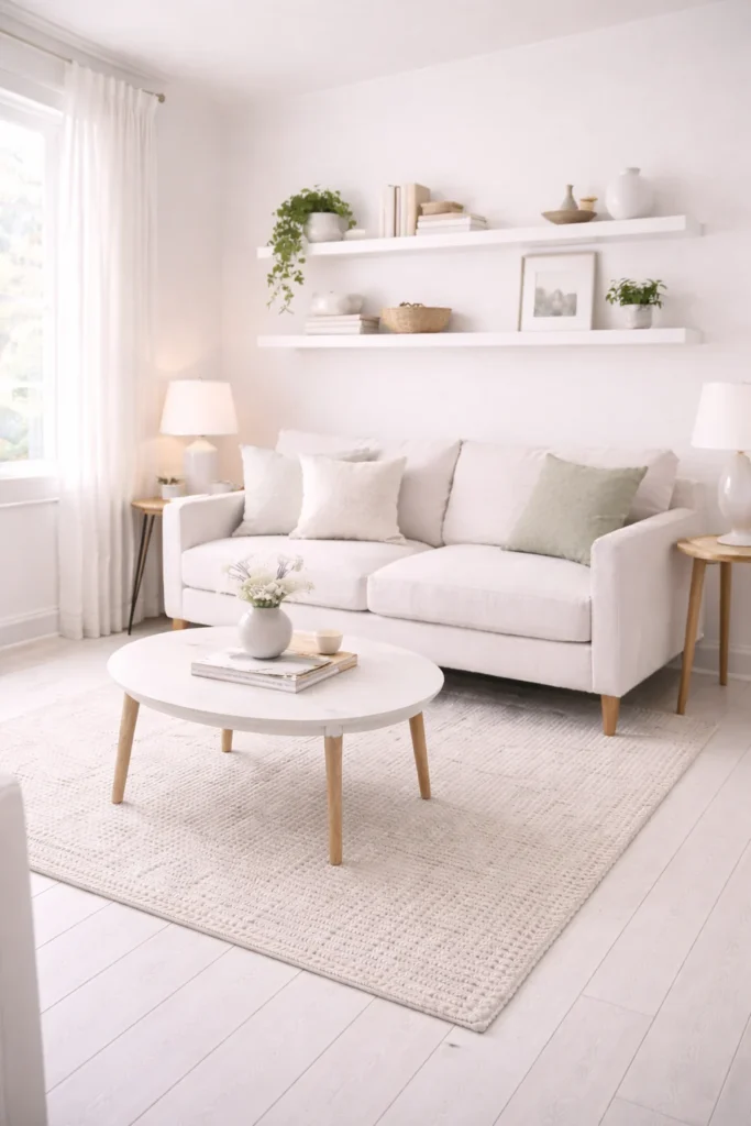 Light & Bright White Tiny Living Room