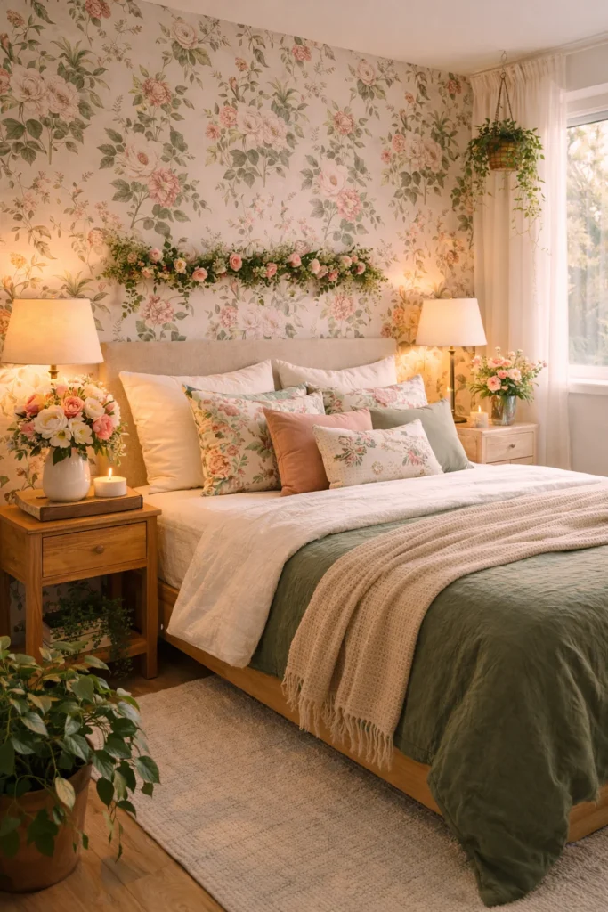 Maximalist Spring Floral Bedroom