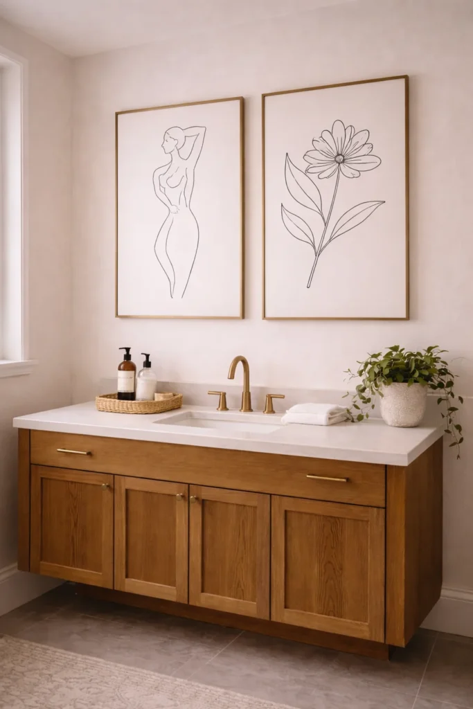 Minimal Line Art Print Bathroom