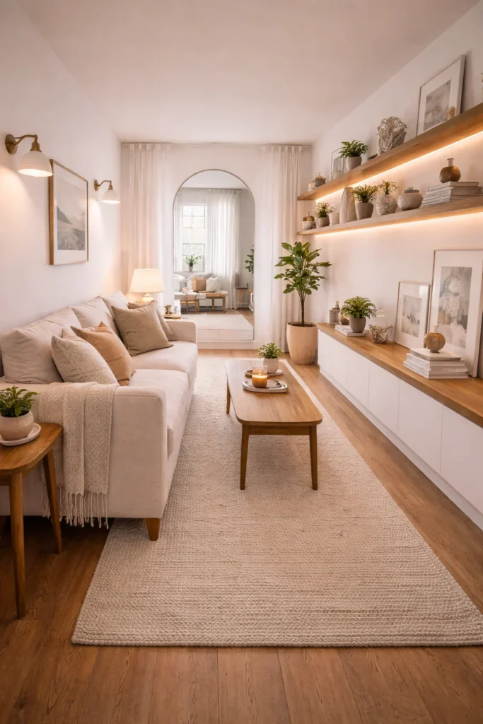 Narrow Living Room Layout Solution