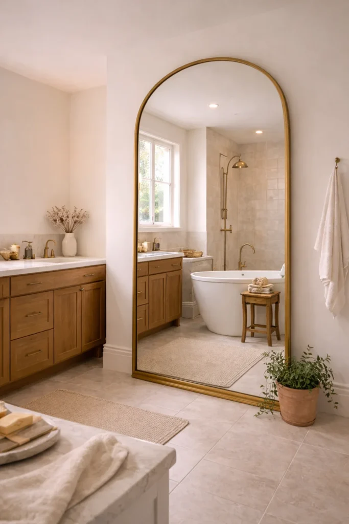 Oversized Arched Floor Mirror Bathroom