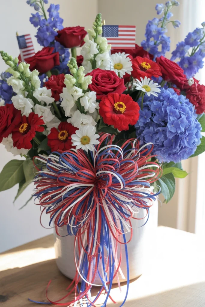 patriotic star and stripe bow