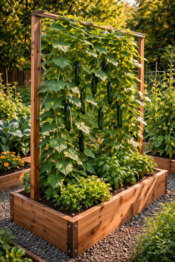 Raised Bed Cucumber Trellis System