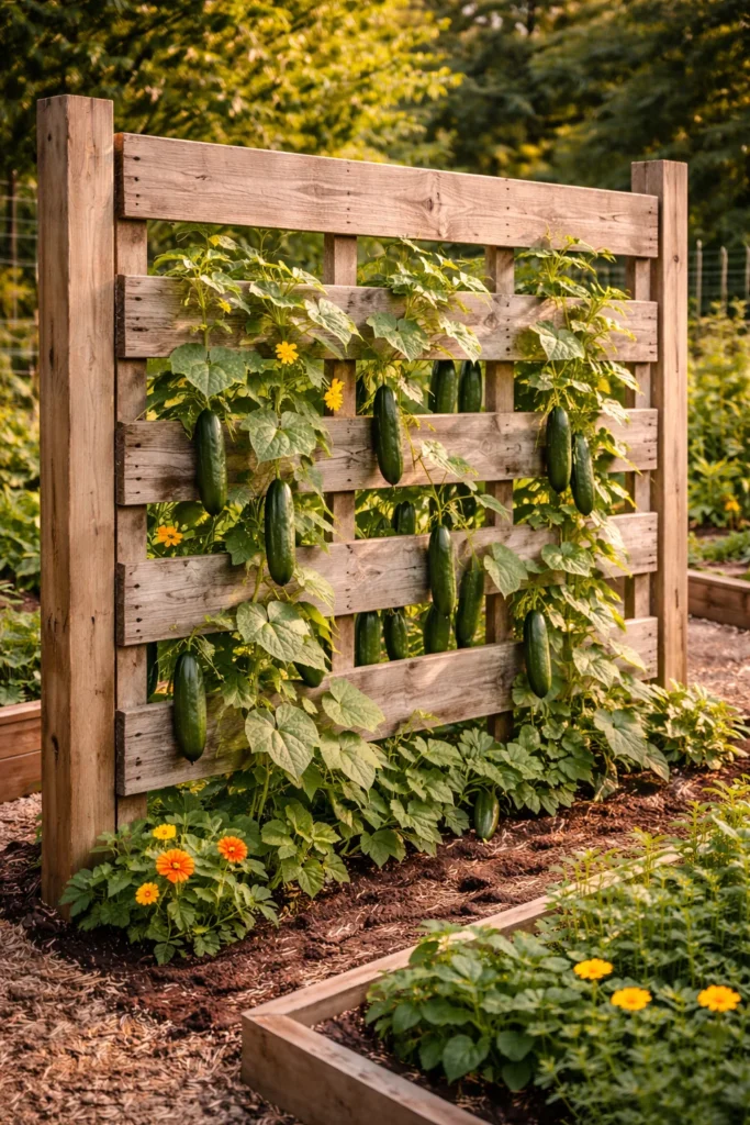 Repurposed Pallet Cucumber Trellis