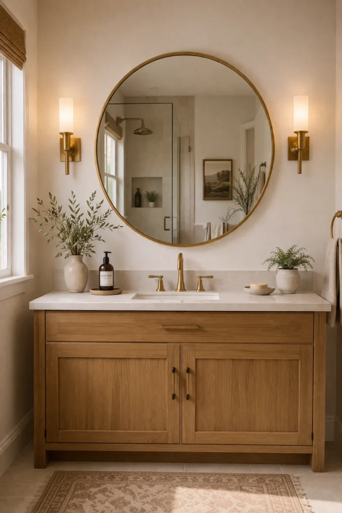 Round Mirror Above Vanity