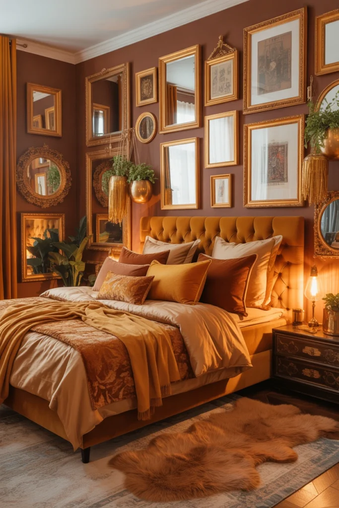 luxury brown & gold bedroom