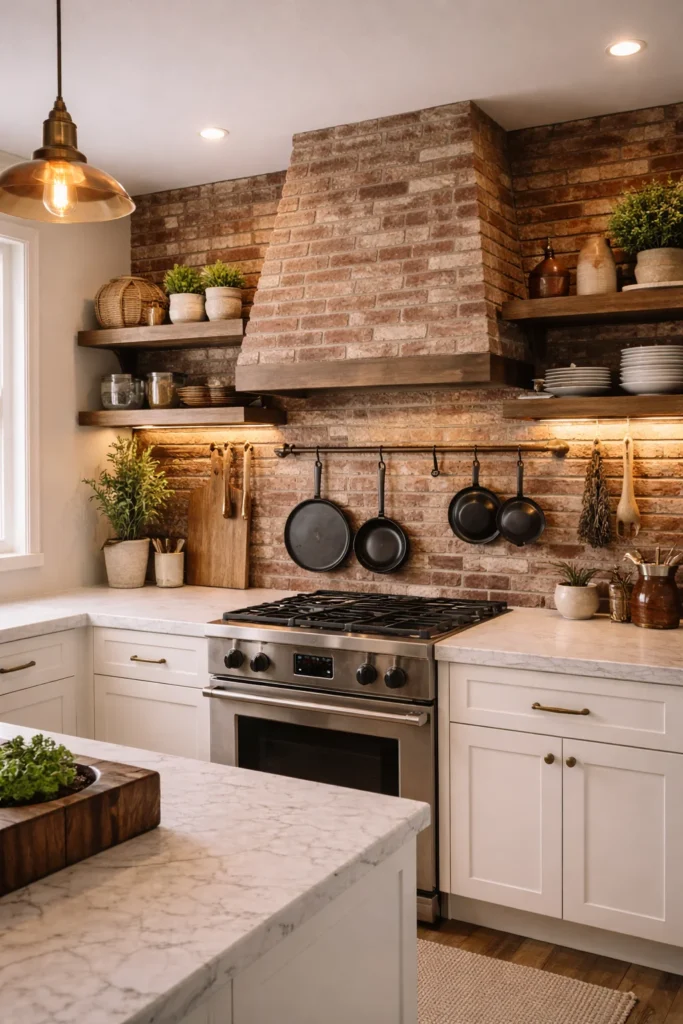 Rustic Brick Backsplash