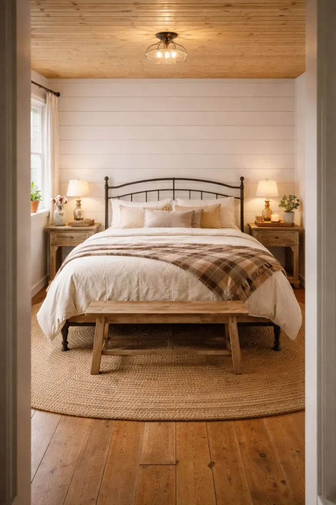 Rustic Tan Farmhouse Bedroom
