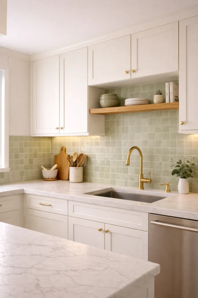 Sage Green Tile Backsplash