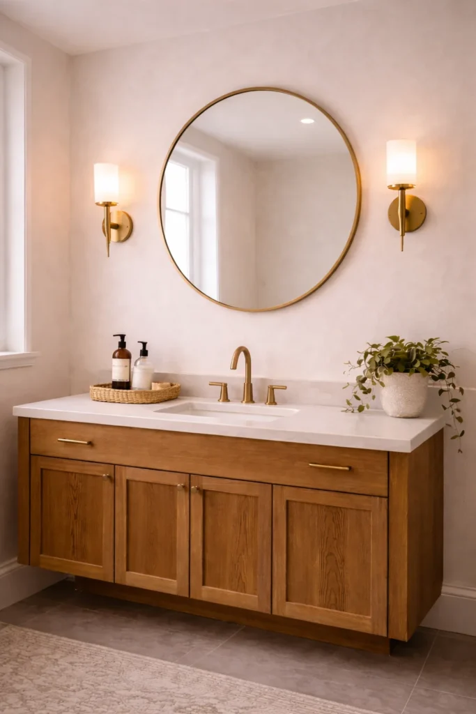 Sconce Flanked Mirror Wall