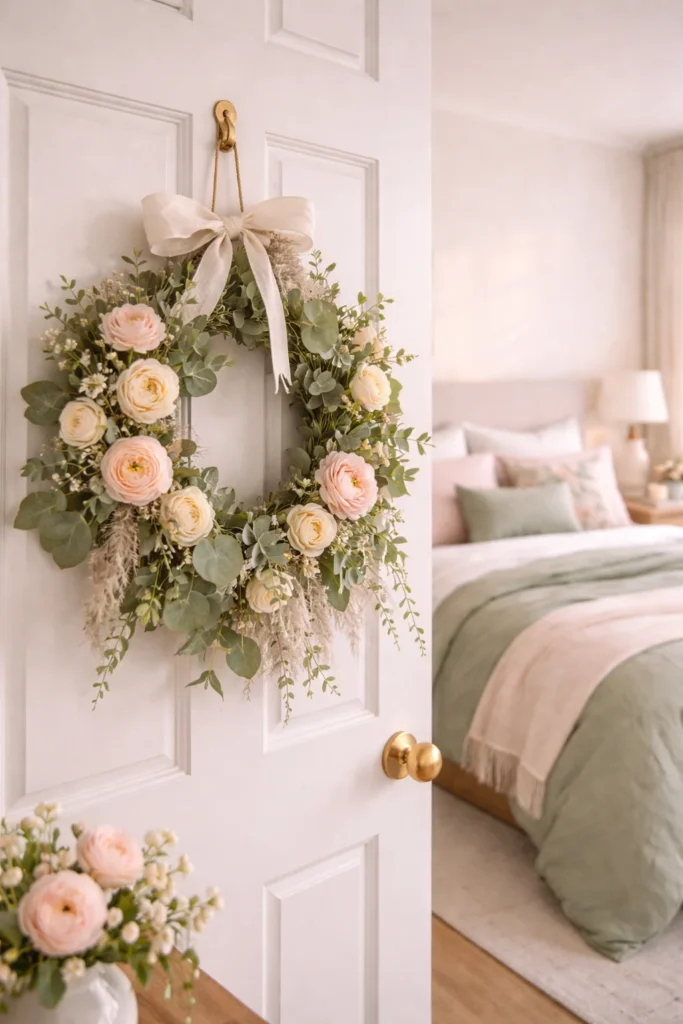 Spring Wreath Bedroom Door Moment