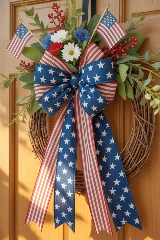 patriotic star and stripe bow