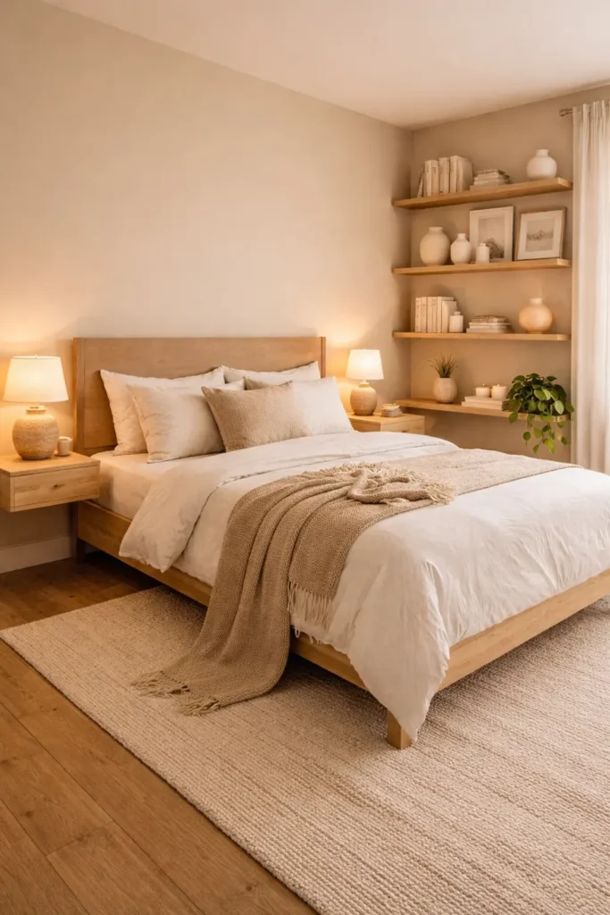 Tan Aesthetic Shelf Styling