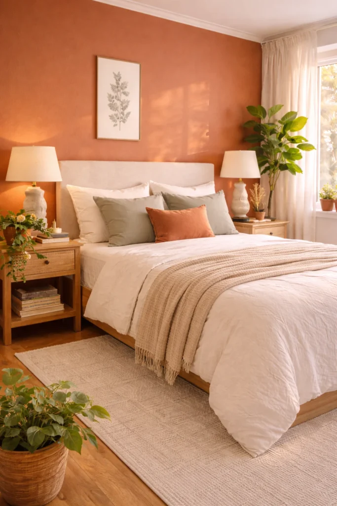 Terracotta & Spring Green Bedroom
