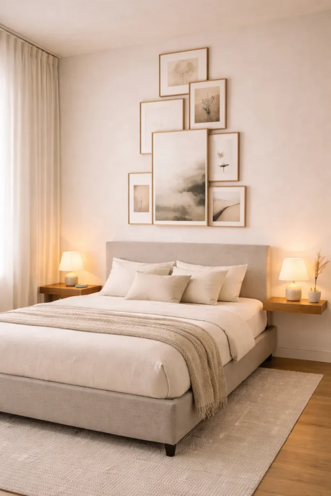 Vertical Gallery Wall Small Bedroom