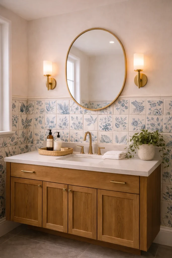 Vintage Botanical Tile Wall