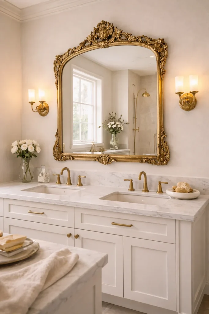 Vintage Ornate Gold Mirror Vanity