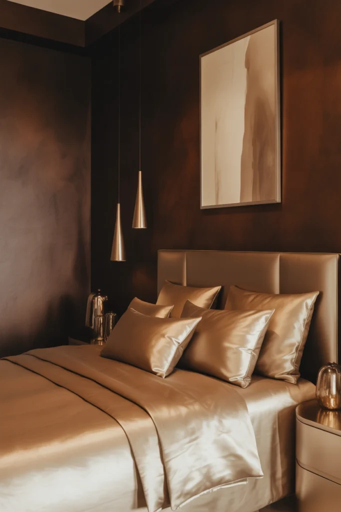 luxury brown & gold bedroom