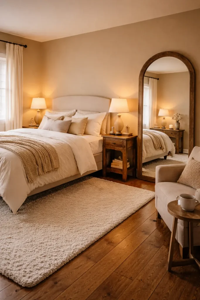 Warm Tan Arch Mirror Moment