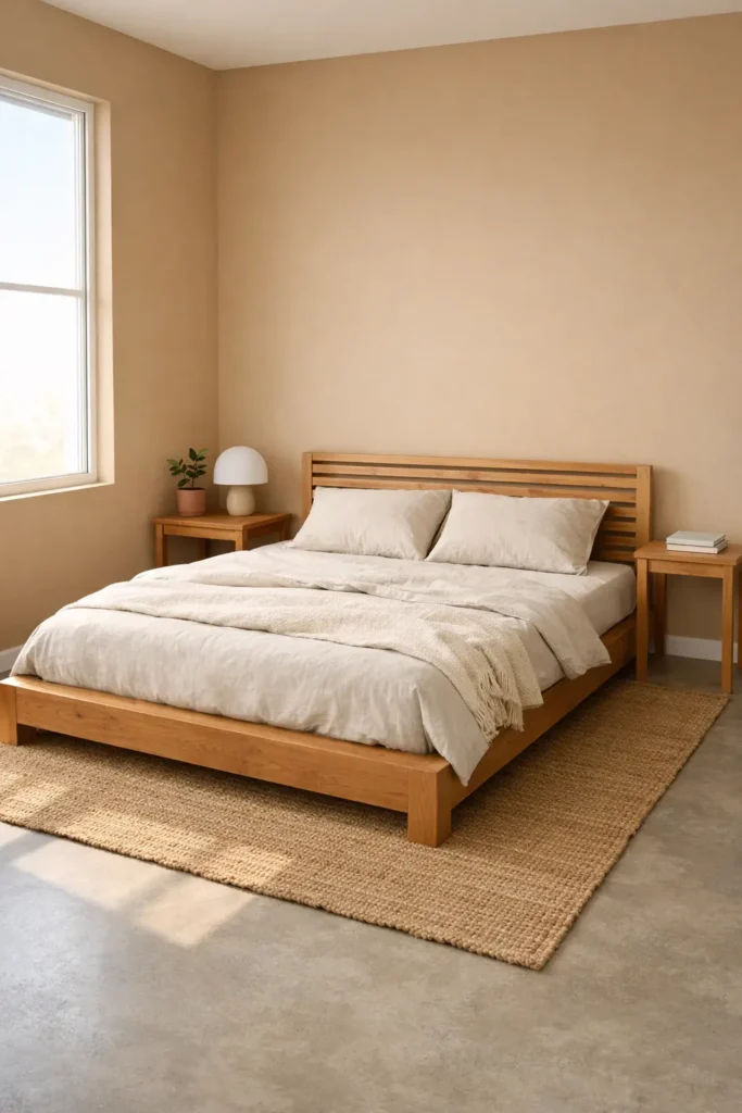 Warm Tan & Wood Minimal Retreat