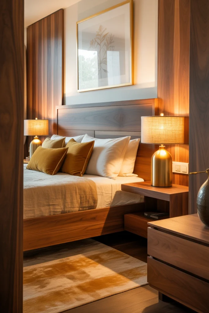 luxury brown & gold bedroom
