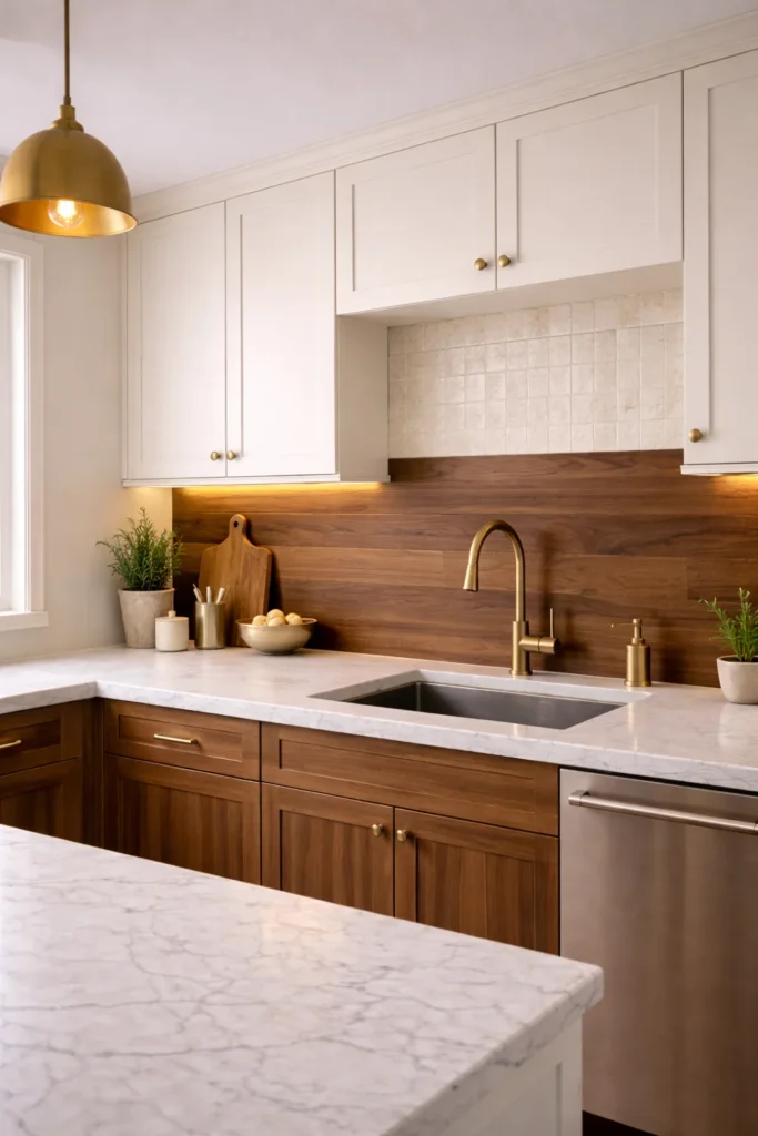 Warm Walnut and Tile Combination