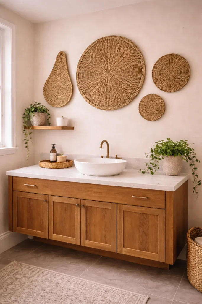 Woven Rattan Wall Art Bathroom