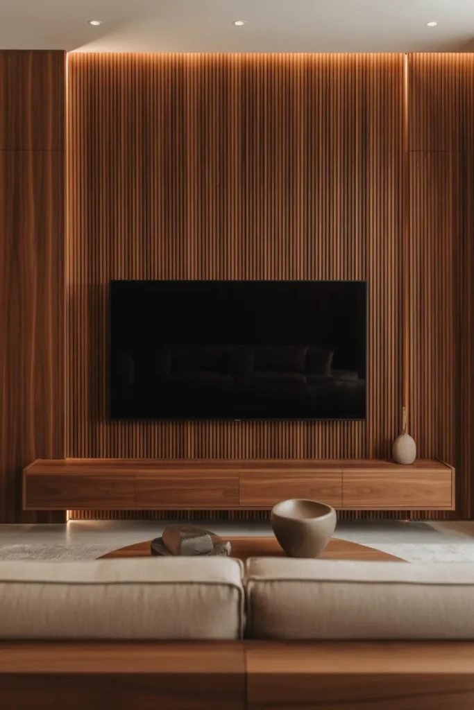 1-Modern Fluted TV Wall Panel