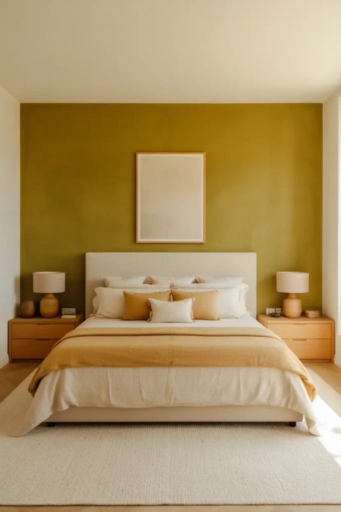 1-Olive Green Bedroom Accent Wall