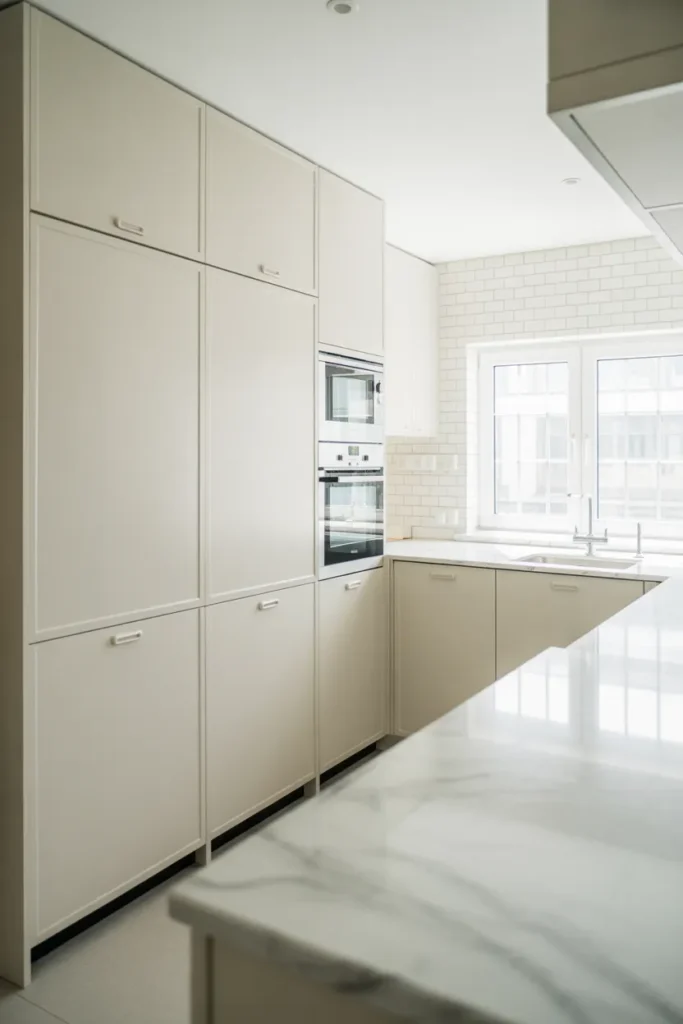 1-White Handleless Modern Kitchen Cabinets