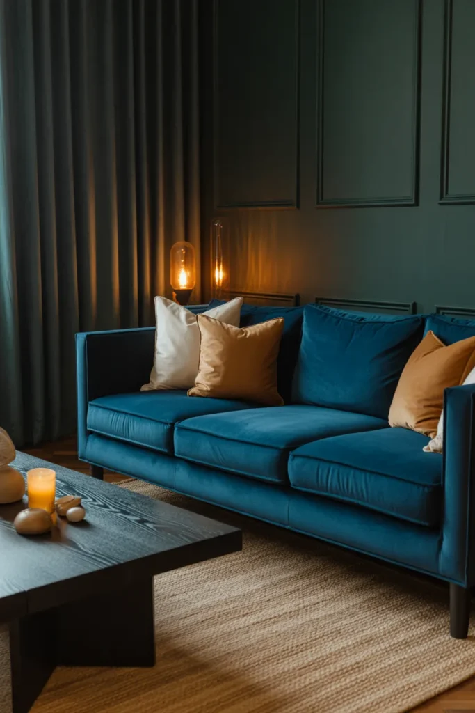 10-Dark Blue Sofa Moody Living Room