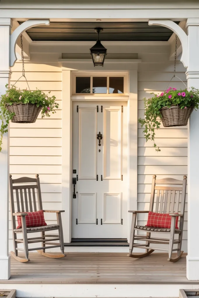 10-White Farmhouse Front Door Exterior