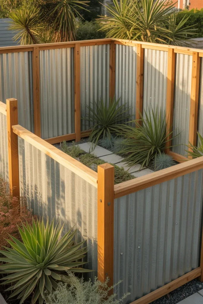 11-DIY Corrugated Metal Privacy Fence