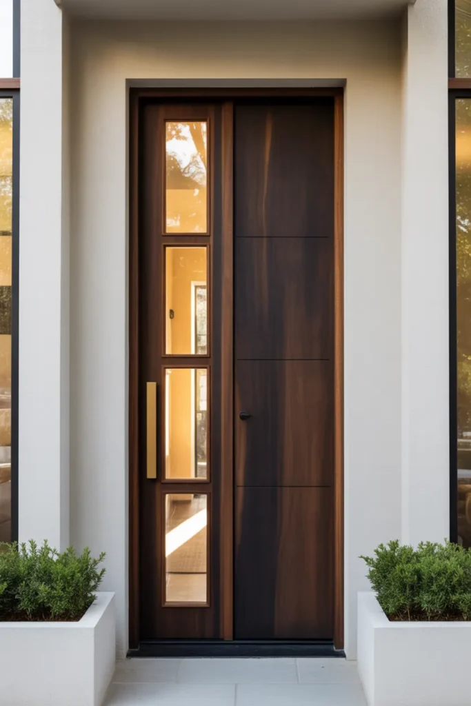 11-Dark Wood and Glass Front Door Exterior