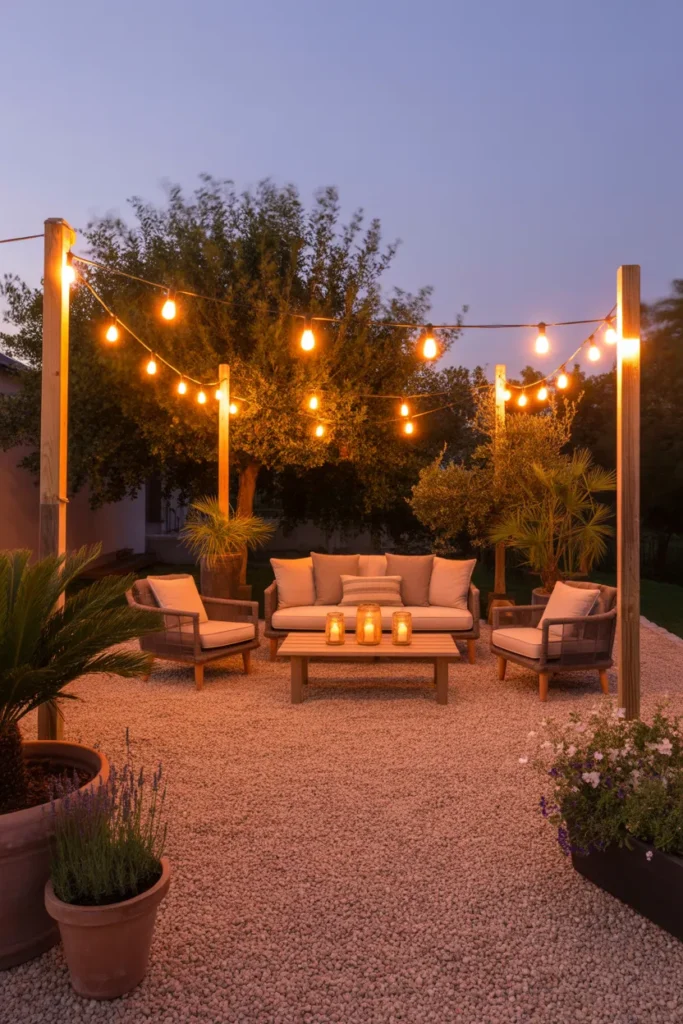 12-Gravel Patio with String Lights