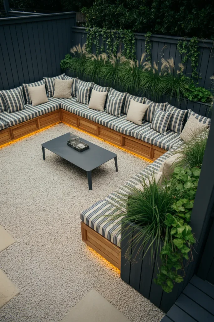 14-Gravel Patio with Built-In Bench Seating