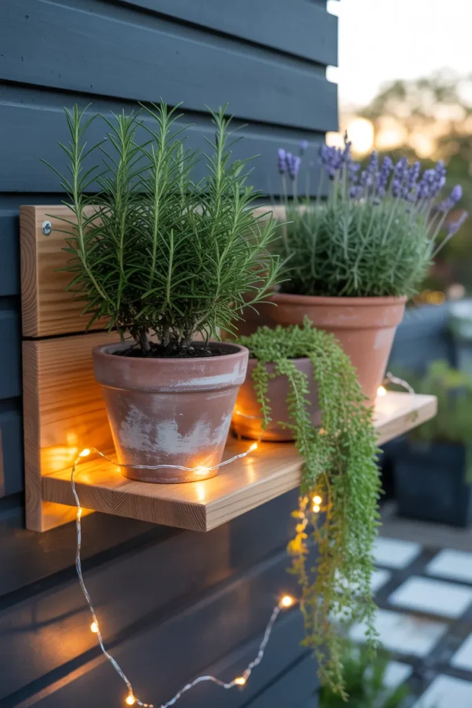 14-Outdoor Plant Shelf with Solar Ambient Light
