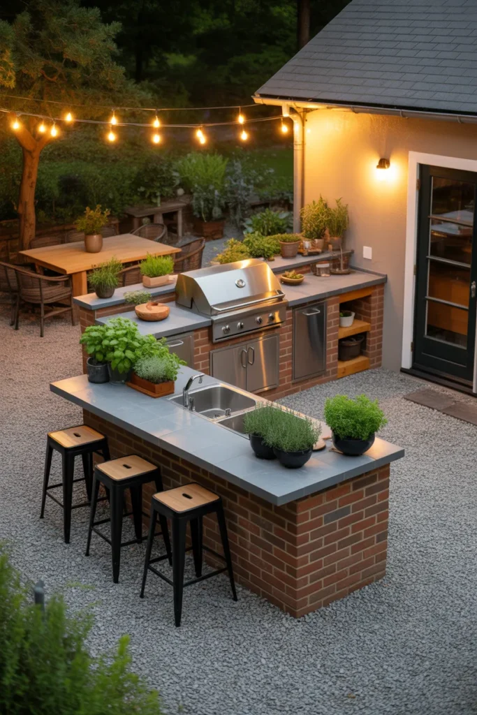 15-Gravel Patio with Outdoor Kitchen