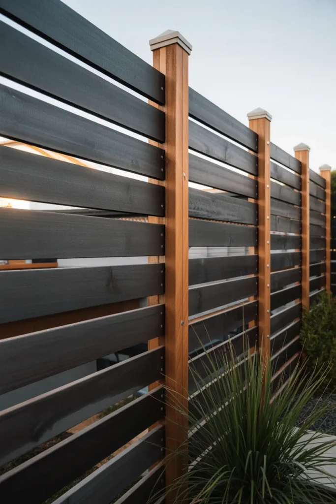 2-DIY Horizontal Slat Privacy Fence