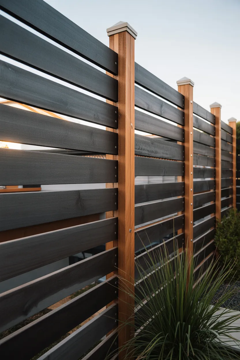 2-DIY Horizontal Slat Privacy Fence