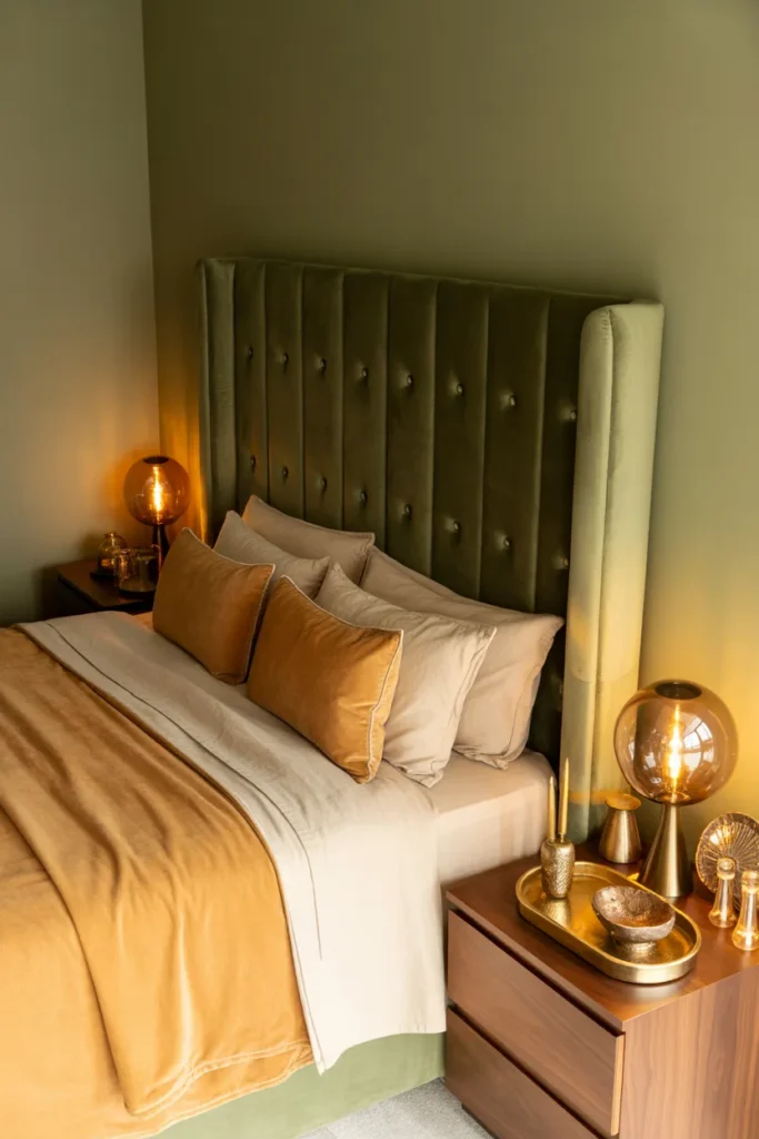 2-Olive Green Velvet Bedroom