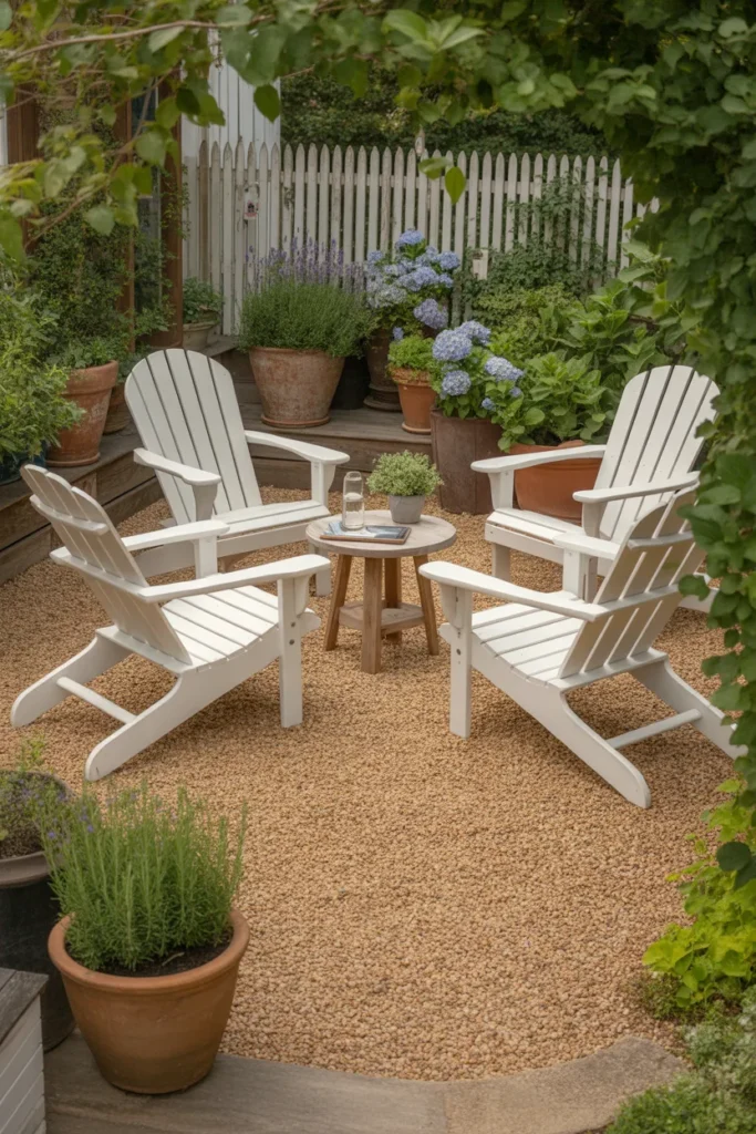 2-Pea Gravel Patio with Adirondack Chairs