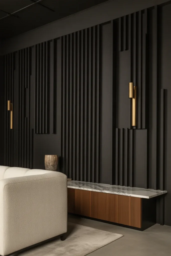 3-Black Fluted Wall Panels
