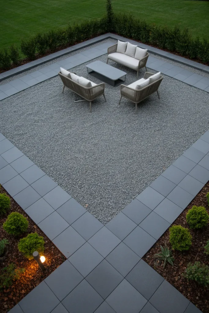3-Gravel Patio with Paver Border