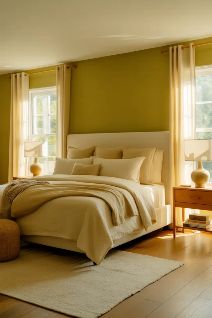 3-Olive Green and Cream Bedroom