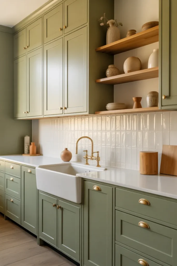 3-Sage Green Modern Kitchen Cabinets