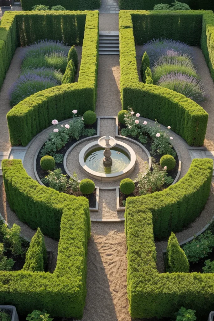 4-Formal Hedgerow Garden Backyard