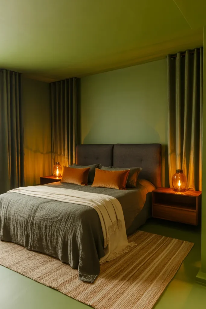 4-Moody Olive Green Bedroom